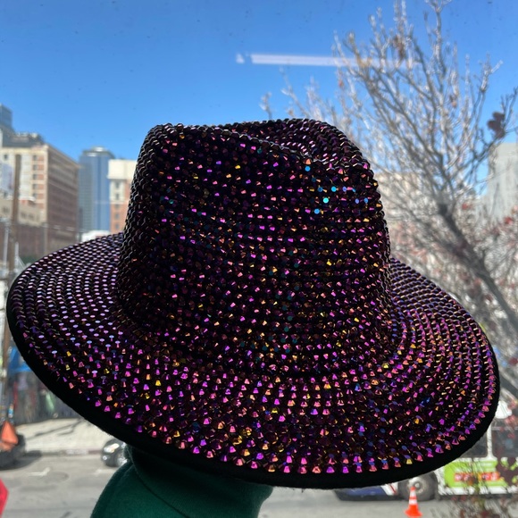 Bling Embellished Sparkly Felt Fedora Hat - Picture 4 of 8